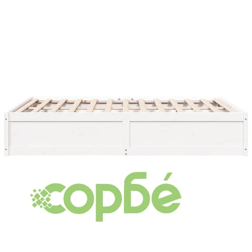 Рамка за легло без матрак, бял, 140x200 см, бор масив ➤ топ цена ➤ sorbe.bg