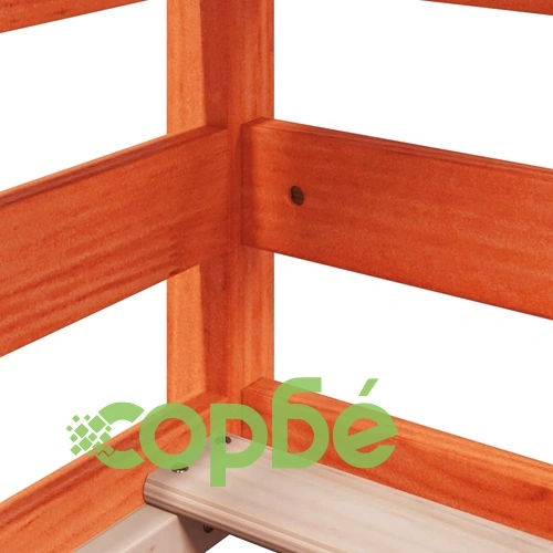 Двуетажно легло с покрив, восъчнокафяв, 90x200 см, бор масив ➤ топ цена ➤ sorbe.bg