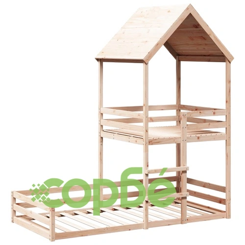 Двуетажно легло без матрак 90x190 cm Масивна дървесина Бор ➤ топ цена ➤ sorbe.bg