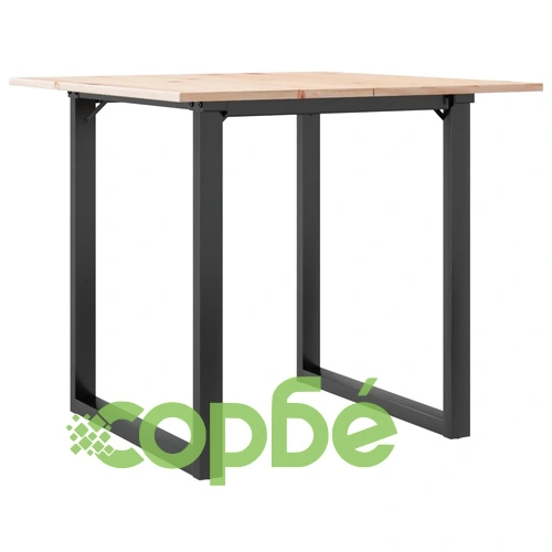 Трапезна маса О-образна рамка 90x90x75 см бор масив и стомана ➤ топ цена ➤ sorbe.bg