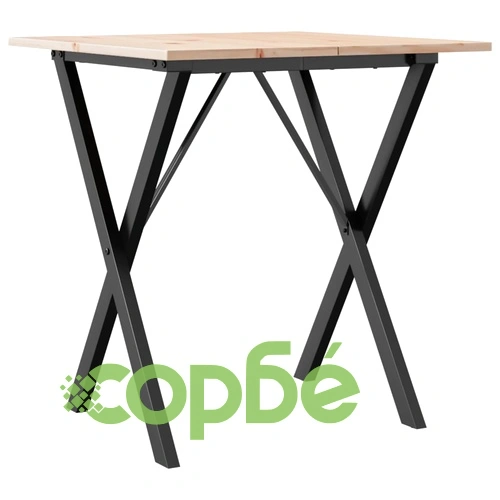 Трапезна маса X-образна рамка 70x70x75 см бор масив и стомана ➤ топ цена ➤ sorbe.bg