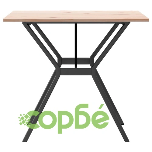 Трапезна маса Y-образна рамка 90x90x75 см бор масив и стомана ➤ топ цена ➤ sorbe.bg