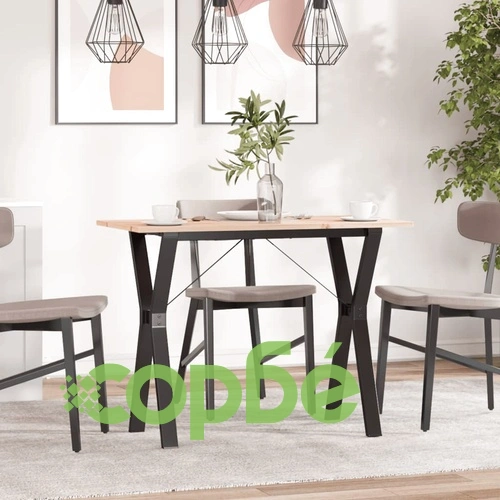 Трапезна маса Y-образна рамка 100x50x75 см бор масив и стомана ➤ топ цена ➤ sorbe.bg