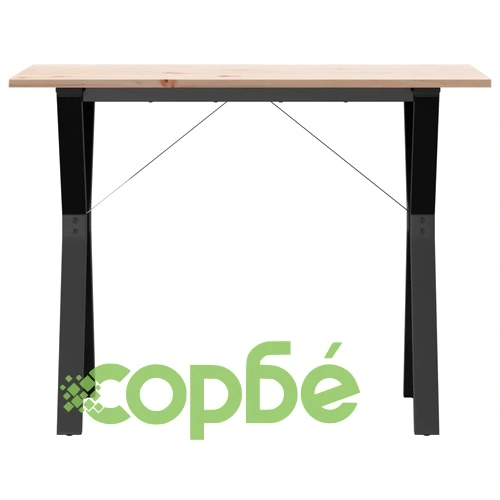 Трапезна маса Y-образна рамка 100x50x75 см бор масив и стомана ➤ топ цена ➤ sorbe.bg