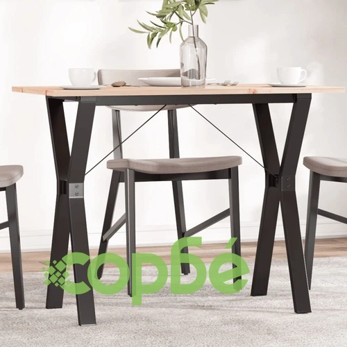 Трапезна маса Y-образна рамка 100x50x75 см бор масив и стомана ➤ топ цена ➤ sorbe.bg