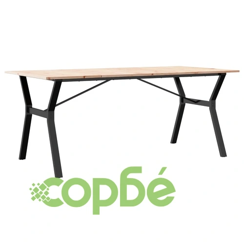 Трапезна маса Y-образна рамка 180x90x75 см бор масив и стомана ➤ топ цена ➤ sorbe.bg