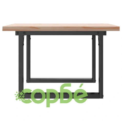 Кафе маса О-образна рамка 70x70x40,5 см бор масив и стомана ➤ топ цена ➤ sorbe.bg