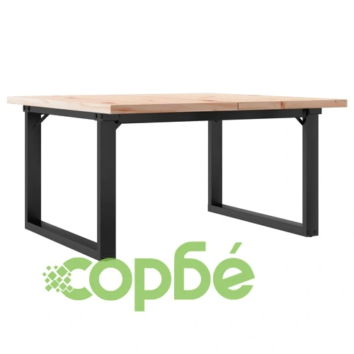 Кафе маса О-образна рамка 80x80x45,5 см бор масив и стомана ➤ топ цена ➤ sorbe.bg