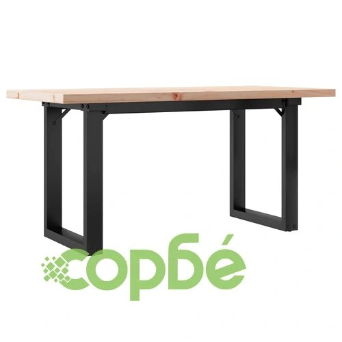 Кафе маса О-образна рамка 90x40x45,5 см бор масив и стомана ➤ топ цена ➤ sorbe.bg