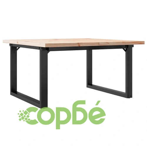 Кафе маса О-образна рамка 90x90x45,5 см бор масив и стомана ➤ топ цена ➤ sorbe.bg