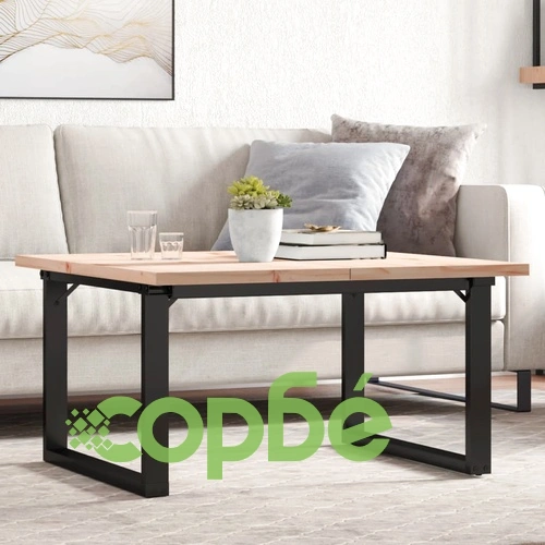 Кафе маса О-образна рамка 90x90x45,5 см бор масив и стомана ➤ топ цена ➤ sorbe.bg