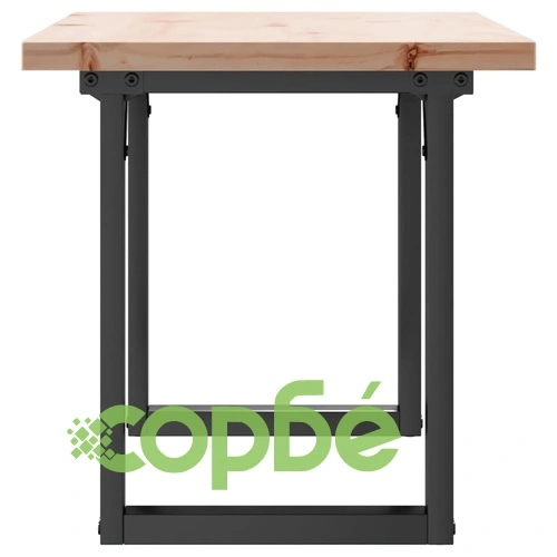 Кафе маса О-образна рамка 100x50x45,5 см бор масив и стомана ➤ топ цена ➤ sorbe.bg