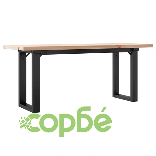 Кафе маса О-образна рамка 110x40x45,5 см бор масив и стомана ➤ топ цена ➤ sorbe.bg