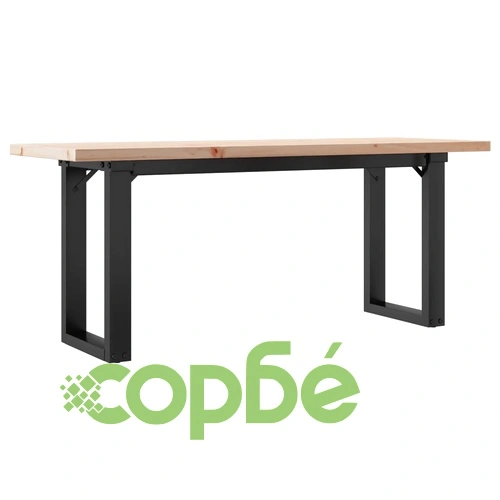 Кафе маса О-образна рамка 110x40x45,5 см бор масив и стомана ➤ топ цена ➤ sorbe.bg