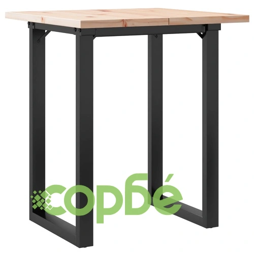 Трапезна маса О-образна рамка 60x60x75,5 см бор масив и стомана ➤ топ цена ➤ sorbe.bg