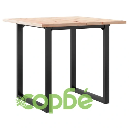 Трапезна маса О-образна рамка 80x80x75,5 см бор масив и стомана ➤ топ цена ➤ sorbe.bg