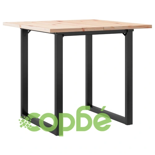 Трапезна маса О-образна рамка 80x80x75,5 см бор масив и стомана ➤ топ цена ➤ sorbe.bg