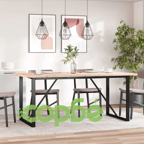 Трапезна маса О-образна рамка 180x90x75,5 см бор масив и стомана ➤ топ цена ➤ sorbe.bg