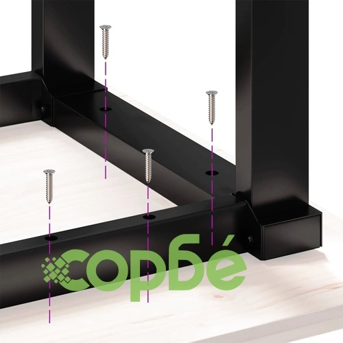 Трапезна маса О-образна рамка 180x90x75,5 см бор масив и стомана ➤ топ цена ➤ sorbe.bg