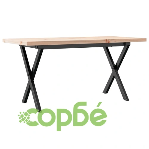 Кафе маса X-образна рамка 90x40x45,5 см бор масив и стомана ➤ топ цена ➤ sorbe.bg