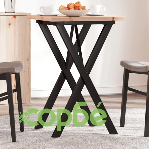 Трапезна маса X-образна рамка 50x50x75,5 см бор масив и стомана ➤ топ цена ➤ sorbe.bg