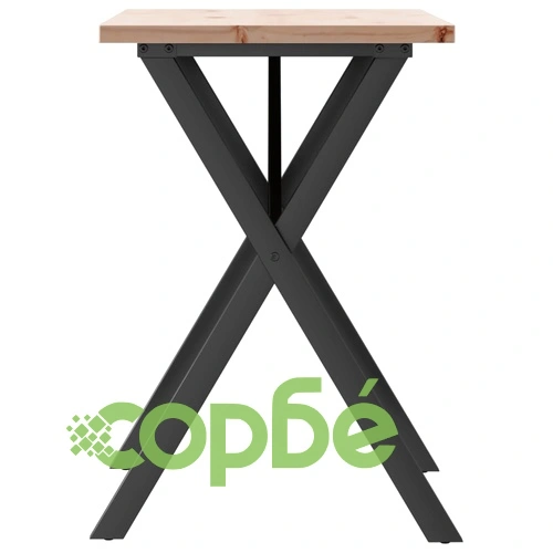 Трапезна маса X-образна рамка 80x50x75,5 см бор масив и стомана ➤ топ цена ➤ sorbe.bg