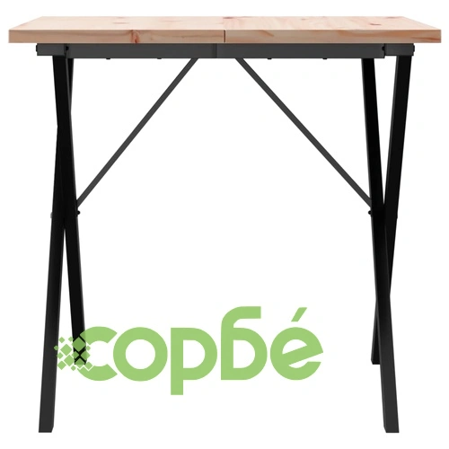 Трапезна маса X-образна рамка 90x90x75,5 см бор масив и стомана ➤ топ цена ➤ sorbe.bg