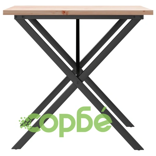 Трапезна маса X-образна рамка 90x90x75,5 см бор масив и стомана ➤ топ цена ➤ sorbe.bg