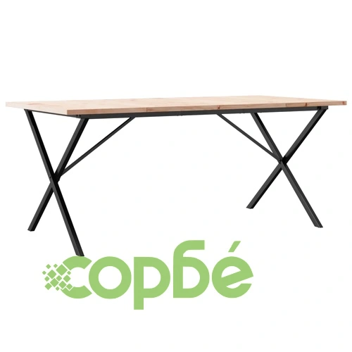 Трапезна маса X-образна рамка 180x90x75,5 см бор масив и стомана ➤ топ цена ➤ sorbe.bg