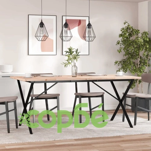 Трапезна маса X-образна рамка 180x90x75,5 см бор масив и стомана ➤ топ цена ➤ sorbe.bg