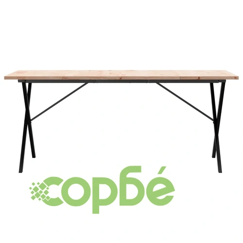 Трапезна маса X-образна рамка 180x90x75,5 см бор масив и стомана ➤ топ цена ➤ sorbe.bg