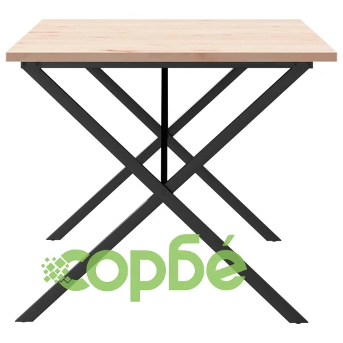 Трапезна маса X-образна рамка 180x90x75,5 см бор масив и стомана ➤ топ цена ➤ sorbe.bg