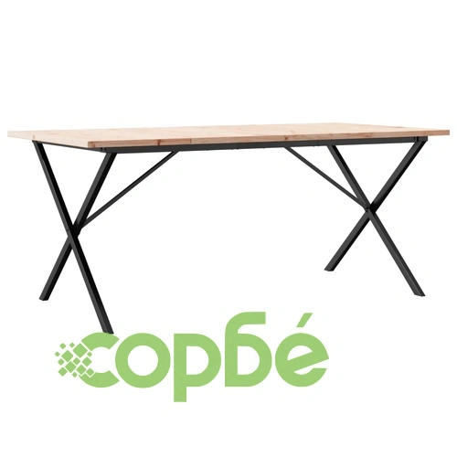 Трапезна маса X-образна рамка 180x90x75,5 см бор масив и стомана ➤ топ цена ➤ sorbe.bg