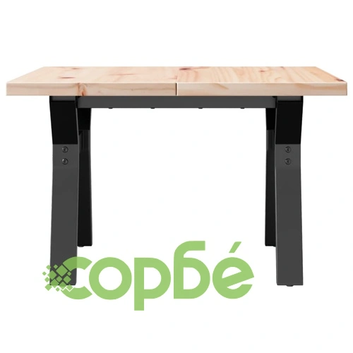 Кафе маса Y-образна рамка 70x70x40,5 см бор масив и стомана ➤ топ цена ➤ sorbe.bg