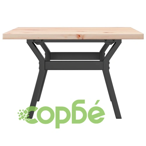 Кафе маса Y-образна рамка 70x70x40,5 см бор масив и стомана ➤ топ цена ➤ sorbe.bg