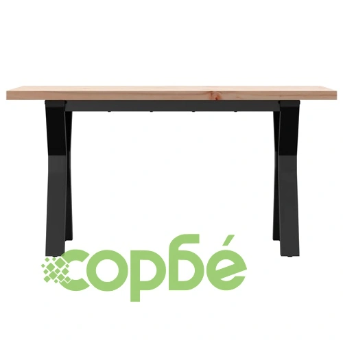 Кафе маса Y-образна рамка 90x40x45,5 см бор масив и стомана ➤ топ цена ➤ sorbe.bg
