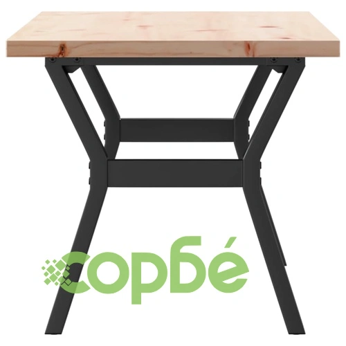 Кафе маса Y-образна рамка 100x50x45,5 см бор масив и стомана ➤ топ цена ➤ sorbe.bg