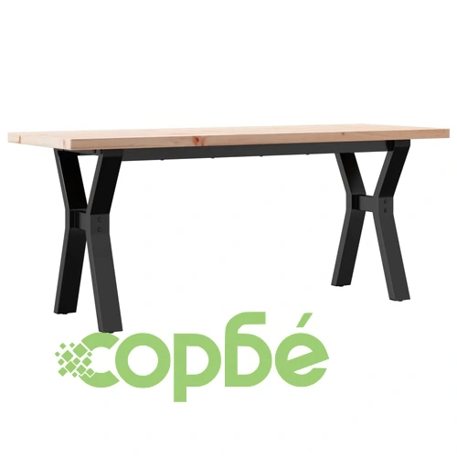 Кафе маса Y-образна рамка 110x40x45,5 см бор масив и стомана ➤ топ цена ➤ sorbe.bg