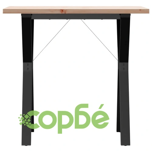 Трапезна маса Y-образна рамка 80x50x75,5 см бор масив и стомана ➤ топ цена ➤ sorbe.bg