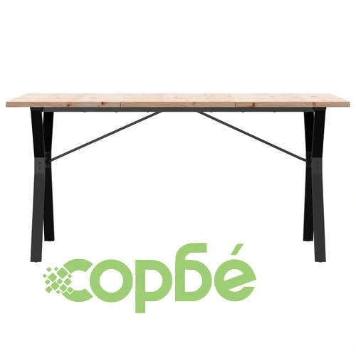 Трапезна маса Y-образна рамка 160x80x75,5 см бор масив и стомана ➤ топ цена ➤ sorbe.bg