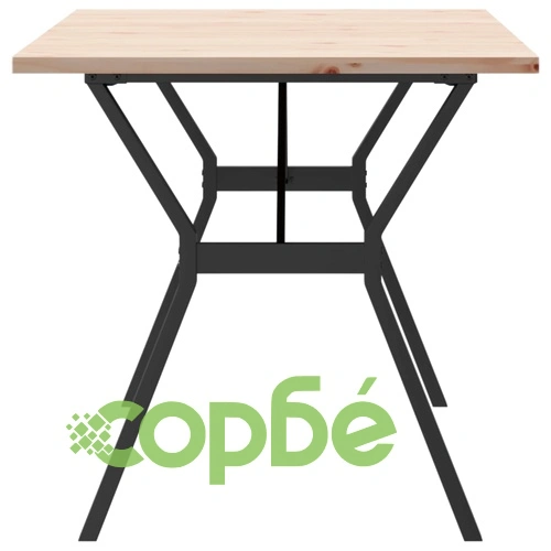 Трапезна маса Y-образна рамка 160x80x75,5 см бор масив и стомана ➤ топ цена ➤ sorbe.bg