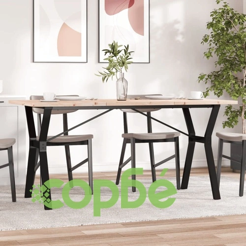 Трапезна маса Y-образна рамка 160x80x75,5 см бор масив и стомана ➤ топ цена ➤ sorbe.bg