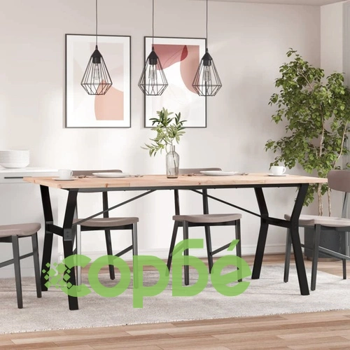 Трапезна маса Y-образна рамка 180x90x75,5 см бор масив и стомана ➤ топ цена ➤ sorbe.bg