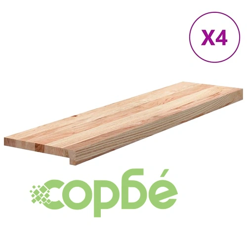 Стълбищни стъпала, 4 бр, 100x30x2 см, необработен масивен дъб ➤ топ цена ➤ sorbe.bg