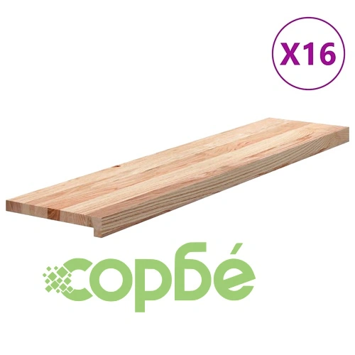 Стълбищни стъпала, 16 бр, 110x30x2 см, необработен масивен дъб ➤ топ цена ➤ sorbe.bg