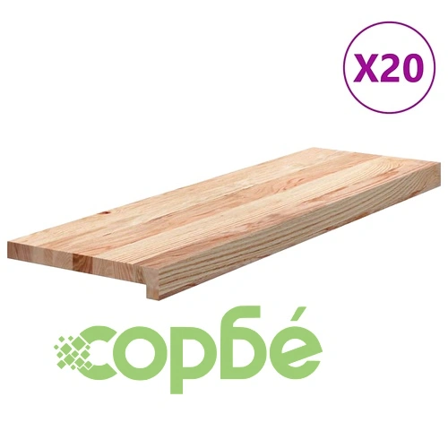 Стълбищни стъпала, 20 бр, 80x25x2 см, необработен масивен дъб ➤ топ цена ➤ sorbe.bg