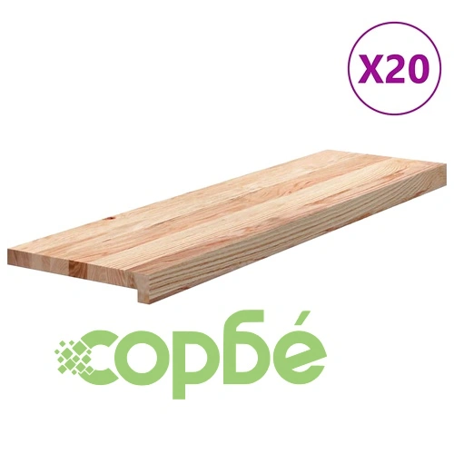 Стълбищни стъпала, 20 бр, 90x25x2 см, необработен масивен дъб ➤ топ цена ➤ sorbe.bg