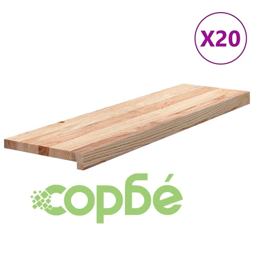 Стълбищни стъпала, 20 бр, 90x30x2 см, необработен масивен дъб ➤ топ цена ➤ sorbe.bg