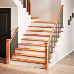 Стълбищни стъпала, 4 бр, светлокафяви, 120x30x2 см, дъб масив
