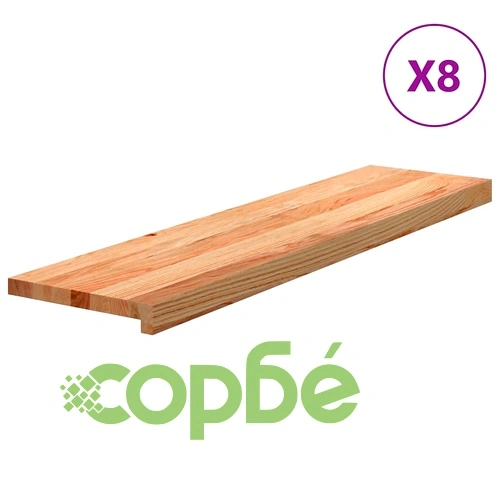 Стълбищни стъпала, 8 бр, светлокафяви, 100x30x2 см, дъб масив ➤ топ цена ➤ sorbe.bg